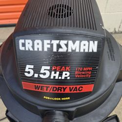 CRAFTSMAN 5.5 HP ELECTRIC WET/DRY VAC.