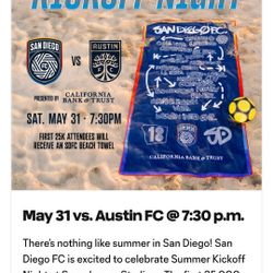 Tickets To Tonight's SDFC VS Austin match