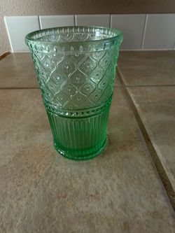 Set of 12 Green Embossed Drinking Glasses
