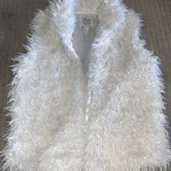 Girls Fuzzy White Vest