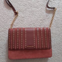 NEW Authentic Michael Kors leather crossbody clutch bag Brick red orange