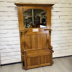 Mirrored Entryway Coat Rack Bench