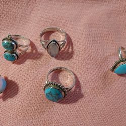 Sterling silver rings twenty five dollar each.Cada Pieza Por $25.00 o 5 Por $100.00