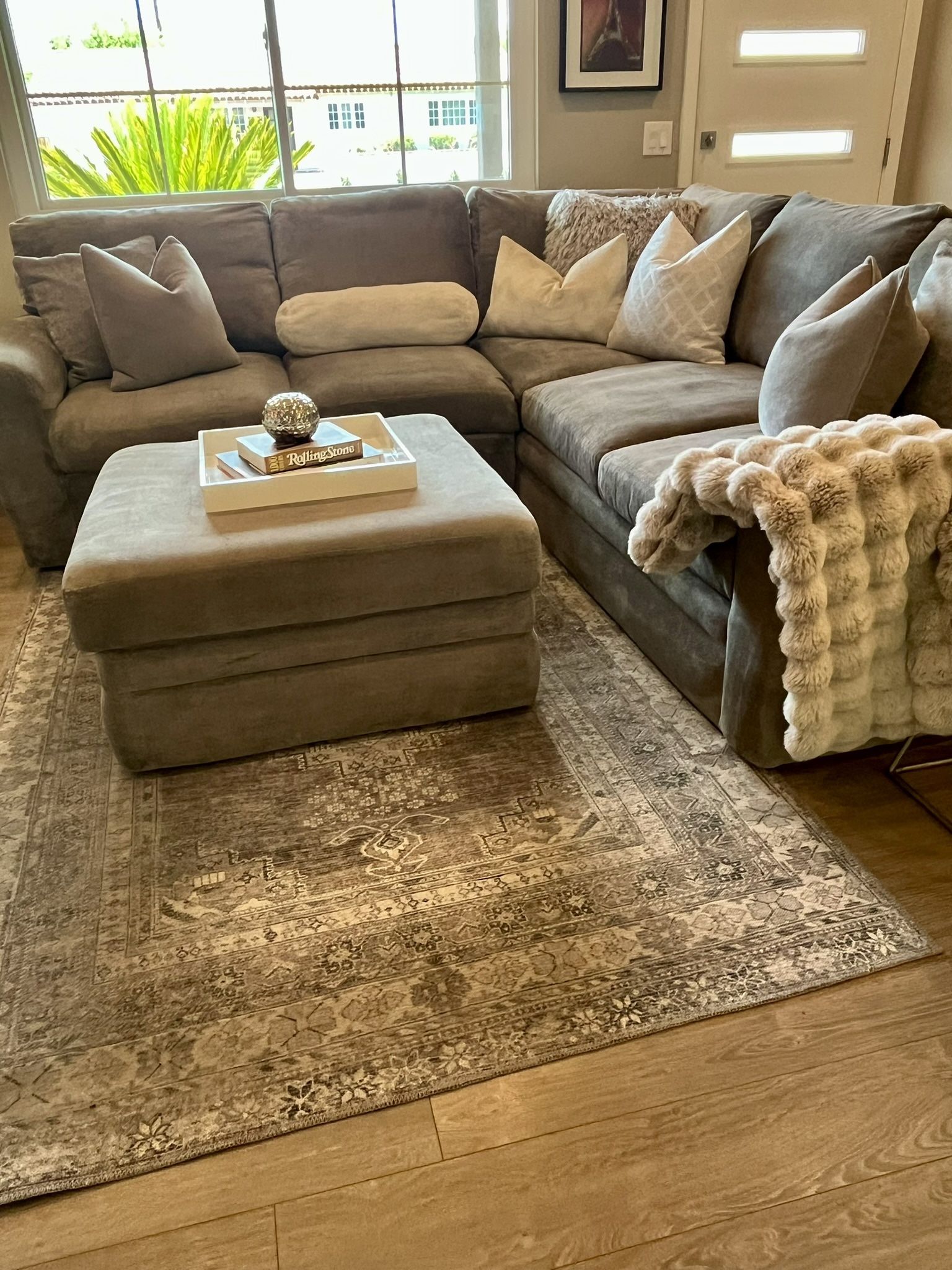 Living Spaces, Sectional Sofa, Gray, Down Filled $300 OBO