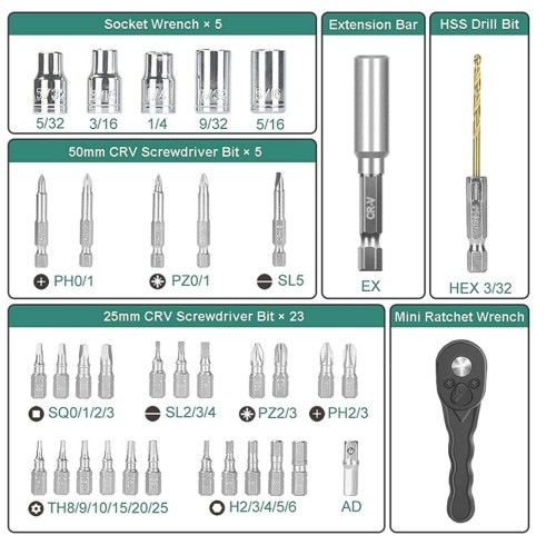 3.6V 2.0Ah Electric Screwdriver Rechargeable Screw Gun, Front LED and Rear Flashlight
