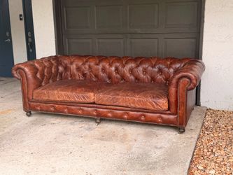 RH kensington  leather Chesterfield Loveseat Sofa