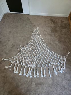 Extra Large Beige Macrame Kids Stuffed Animal Hammock Jumbo Doll Room Corner Organizer Toy Storage