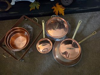 Copper Cookware Set with Brass Handles