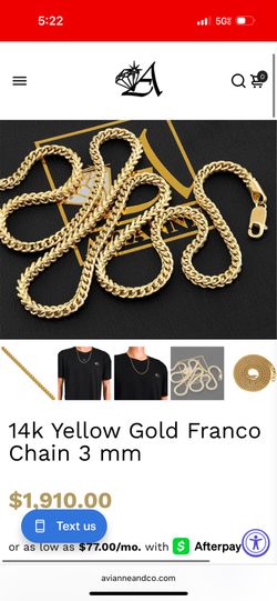 14 Karat Gold Franco Chain- Approx 19 Grams 