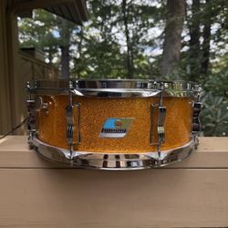LUDWIG Vintage 70s 5x14 Snare Drum Gold Sparkle 3-ply Maple 8-lug