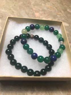 Jade and mix gemstone bracelets size 7 inches