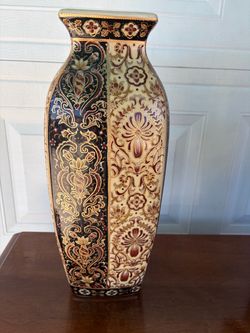 Decorative Ceramic Vase with Floral Pattern