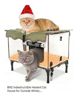 BNZ Indestructible Heated Cat House for Outside Winter, Weatherproof, Safe Es...Retails $99.99