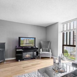 44” TV & TV Stand with Electric Fireplace 