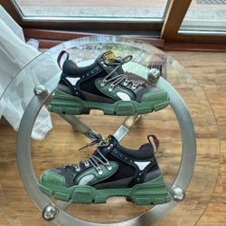 Gucci Flashtrek Black Green Designer Mens Size 7.5 