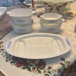 Vintage Corning, Ware, Corn, Flour, Blue Design