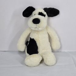 Jellycat London Spotted Bashful Black & Cream Puppy Dog Stuffed Animal Plush 8"
