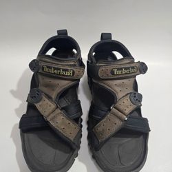 Timberland Sandal Men's Sz 9M Brown Open Toe Hook & Loop Leather