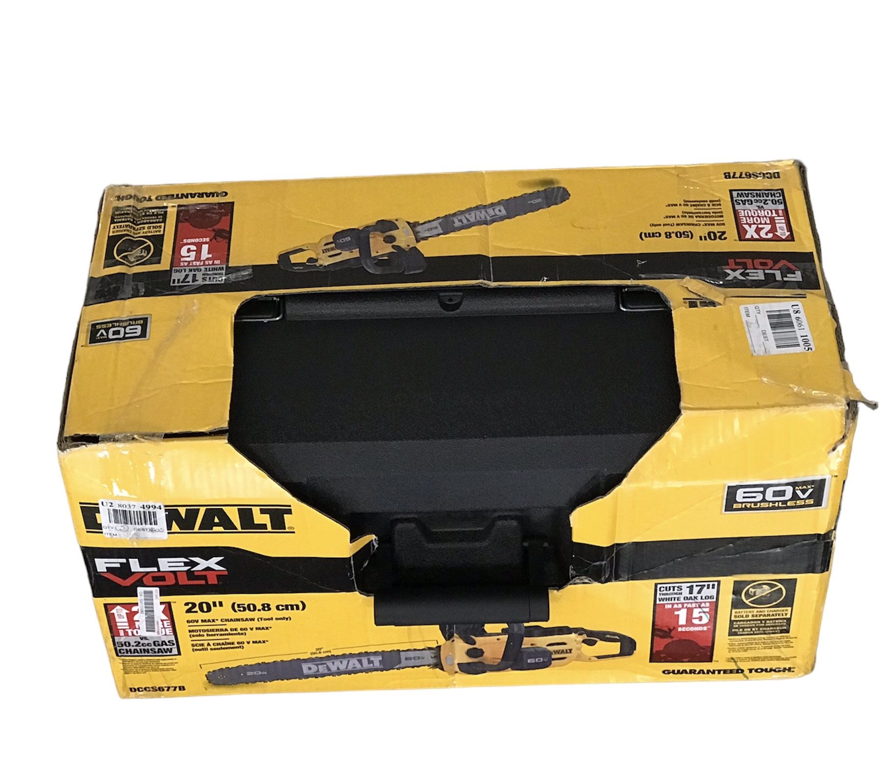 DEWALT (DCCS677B) 60V FLEXVOLT 20" Brushless Chainsaw-Bare Tool, Yellow “New”