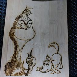 Grinch And Max Bamboo Cutting Board 