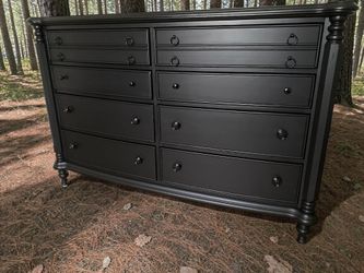 Large Bedroom Dresser Solid Wood Black Satin 61x20x41 New