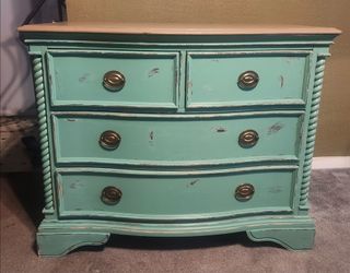 Wood 4-Drawer Dresser, Painted Seafoam Green