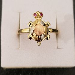 10kt Gold Tri Tone Turtle Ring 