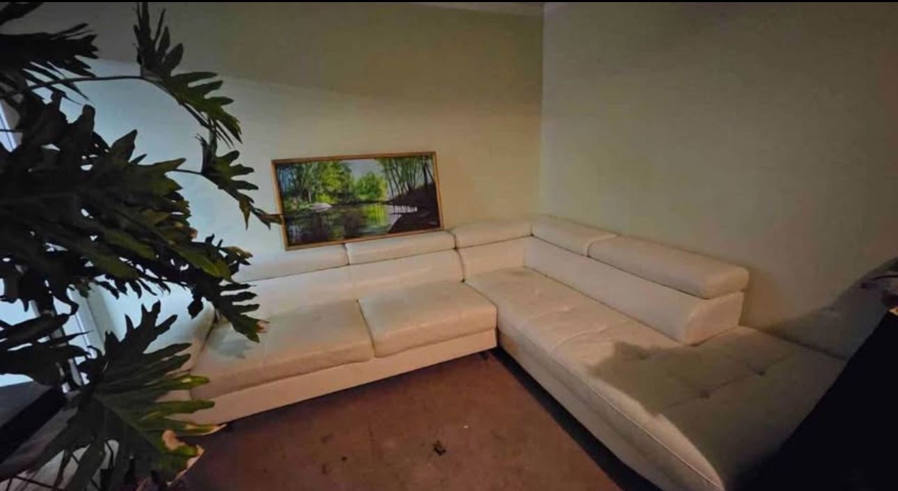 White Leather Sectional
