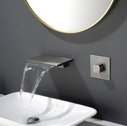New Bathroom Bathtub Faucet Wall Mounted Brushed Nickel Sink Faucet