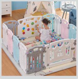 Baby Playpen with Activity Panel and Gate