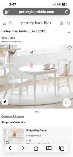Pottery Barn Kids Finley Table  w 2 matching Chairs! Sells for over $400  currently!