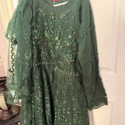 Gorgeous Green Pakistani/Indian Maxi Suit for Eid