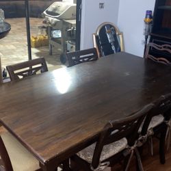 Antique Solid Cherry Table With 6 Chairs