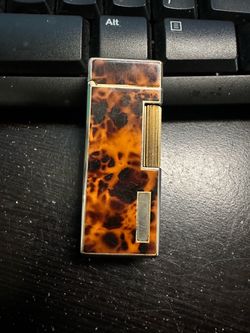 Colibri lighter - Brown-marbled laquer - Gold plated - Not Tested