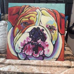 Heavy Bulldog Hand Painted Art 