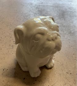 White Ceramic English Bulldog Figurine Cookie Jar