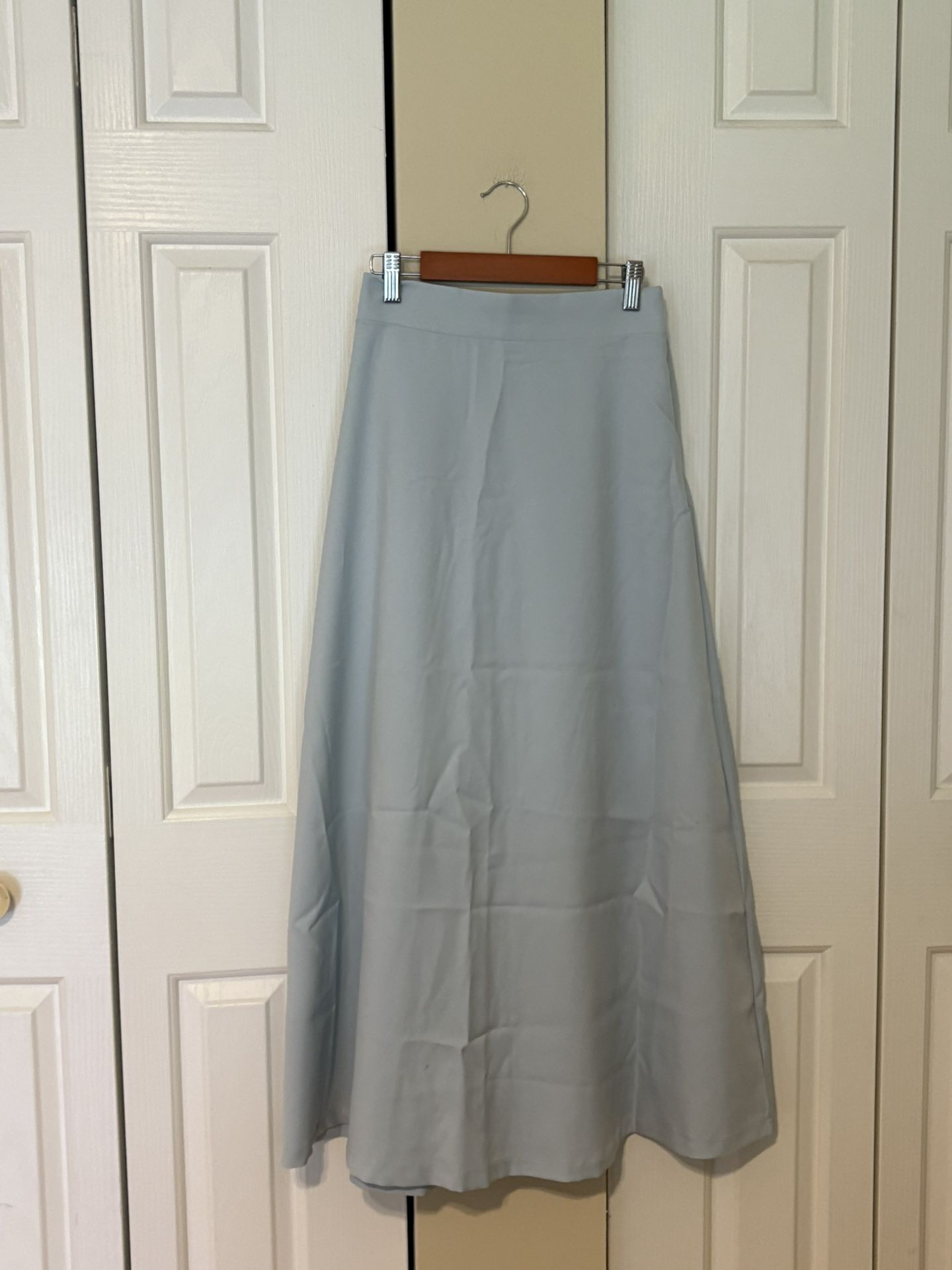 Beautiful 174 Women’s Silky Long Skirt, Light Blue