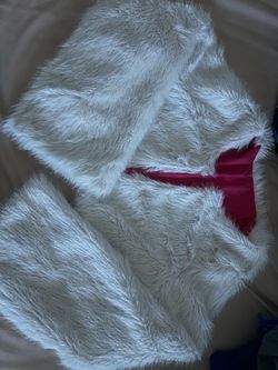 White Faux Fur Jacket with Pink Lining