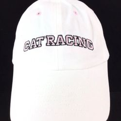 NEW Caterpillar CAT RACING White/Pink Embroidered Baseball Hat Cap