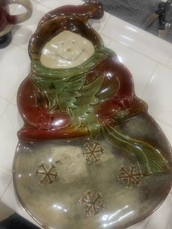 Assorted Christmas mugs $3.50, dish $7