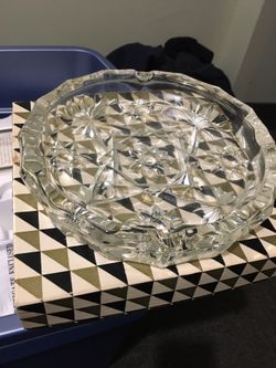 8” round crystal ashtray by Anchor Hocking Co