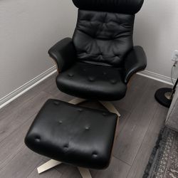 Leather Reclining Chair With Ottoman