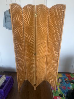 4-Panel Wicker Room Divider / Folding Privacy Screen