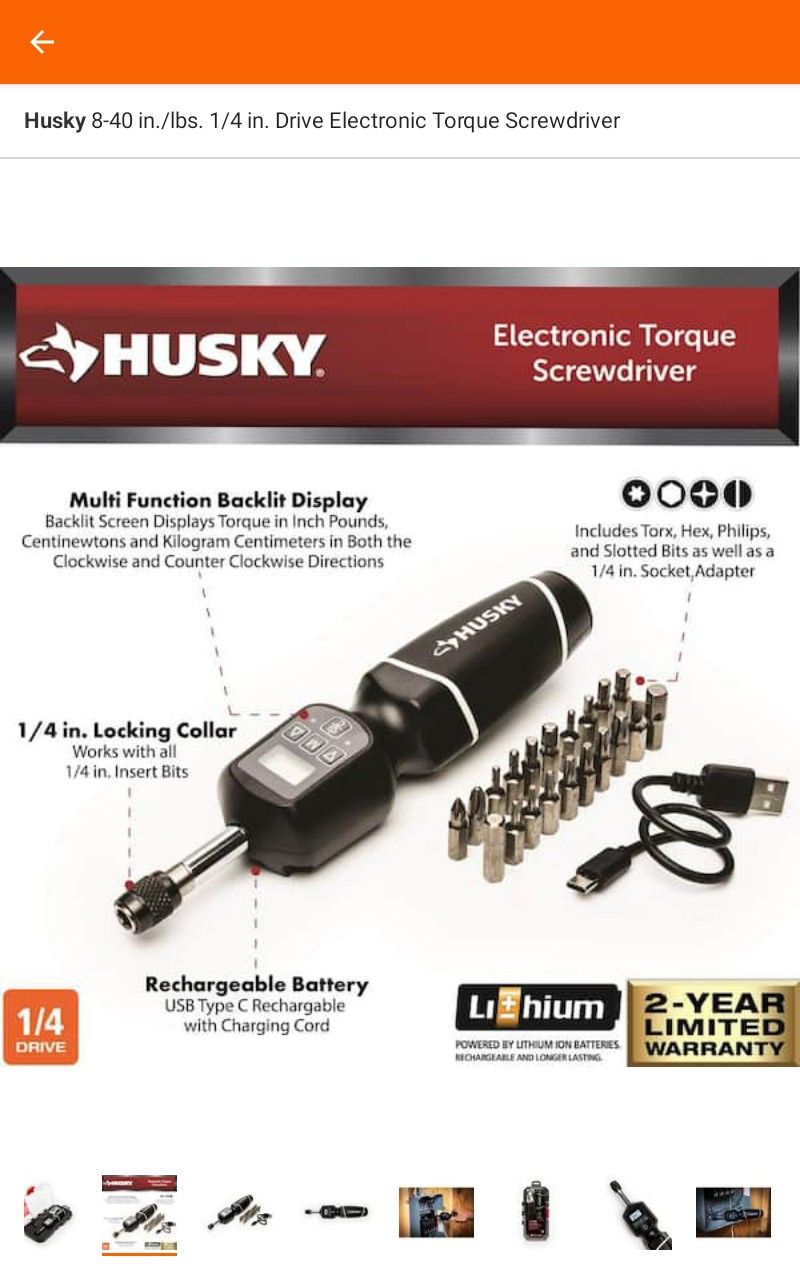 Husky ¼in Electronic Torque Screwdriver