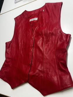 Red Leather Vest, New, Sweet, Size 12, Fitted, $59