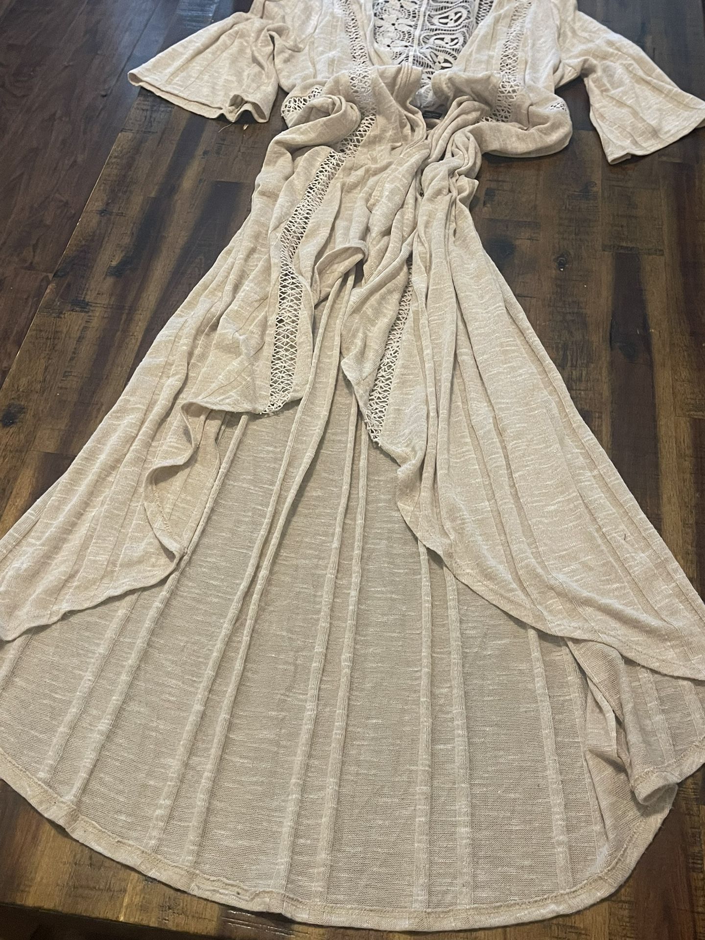 Long Beige Cardigan Size Small