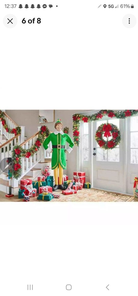 6.5 Ft Animated Buddy the Elf Life Size Christmas Animatronic