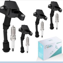 UF735 Ignition Coil Pack Set of 4 & SP539 Spark Plugs (1.5L L4 Only) For Ford 