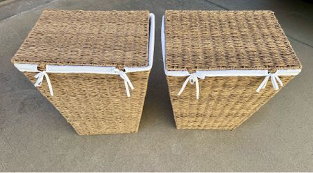 One Wicker Material Hamper $30