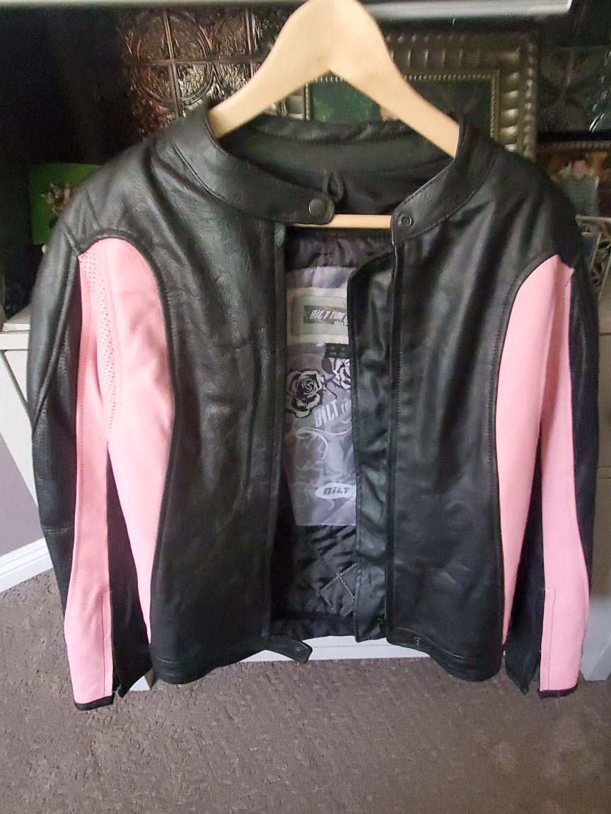 Bilt Pink/ Black Leather Riding Jacket